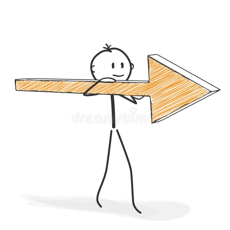 Het Beeldverhaal van het stokcijfer - Stickman met Pijlpictogram op zijn Schouder vector illustratie Het Beeldverhaal van het stokcijfer - Stickman met Pijlpictogram op zijn Schouder vector illustratie