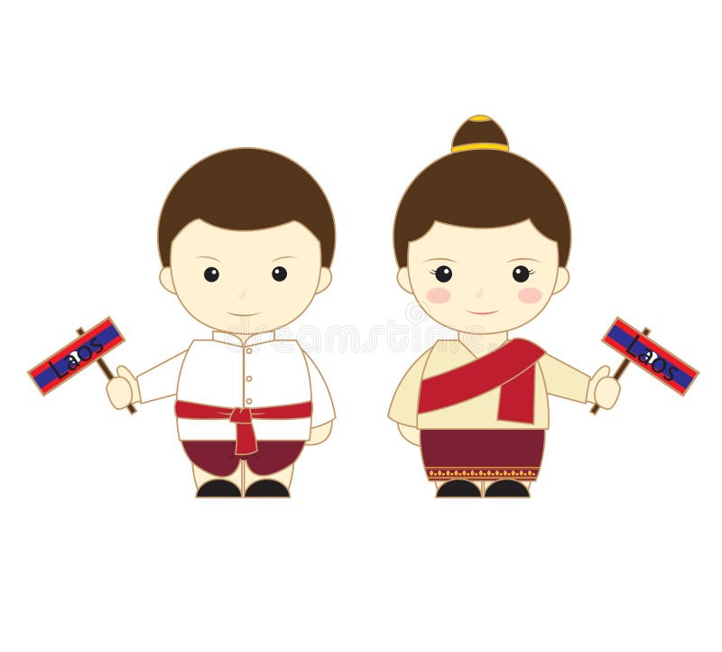Het beeldverhaalasean van Laos stock illustratie Het beeldverhaalasean van Laos stock illustratie