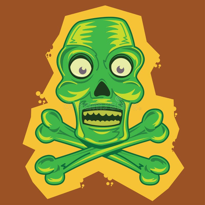 Het beeldverhaalillustratie van de schedel en van tiki van Gekruiste knekels stock illustratie Het beeldverhaalillustratie van de schedel en van tiki van Gekruiste knekels stock illustratie