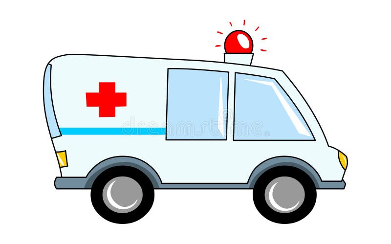 Het beeldverhaalvoertuig van de ziekenwagenillustratie Rood kruisbestelwagen stock illustratie Het beeldverhaalvoertuig van de ziekenwagenillustratie Rood kruisbestelwagen stock illustratie