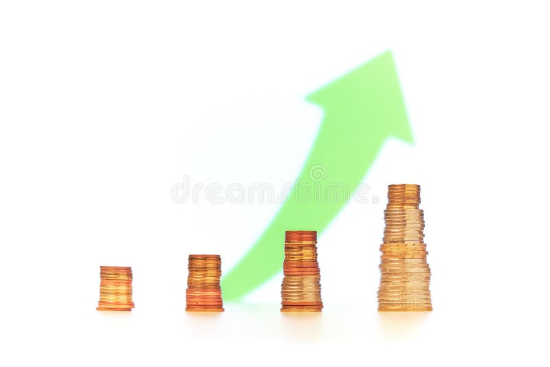 Het begrip 'einde van het boekjaar' met positief kwartaalverslag Vier stapels gouden munten, waarvan de grootte van links naar re royalty-vrije stock foto Het begrip 'einde van het boekjaar' met positief kwartaalverslag Vier stapels gouden munten, waarvan de grootte van links naar re royalty-vrije stock foto
