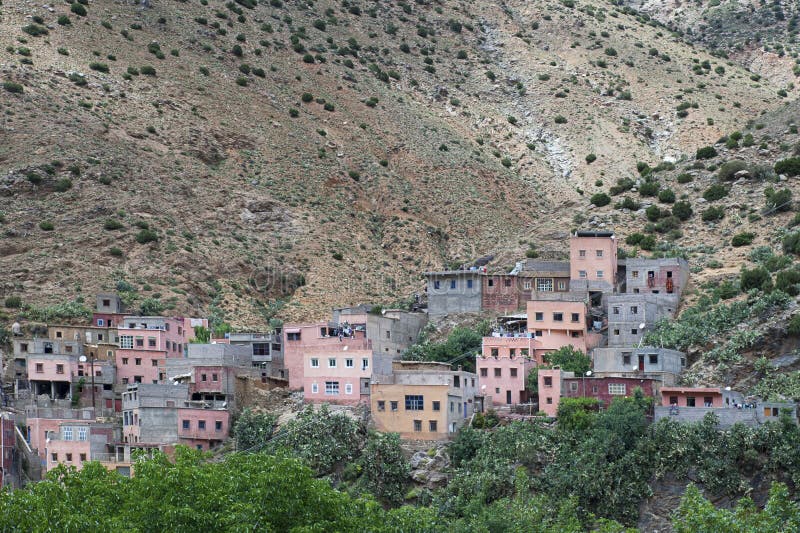 Het Berber-dorp van Setti Fatma, Atlasbergen, Marokko stock fotografie Het Berber-dorp van Setti Fatma, Atlasbergen, Marokko stock fotografie