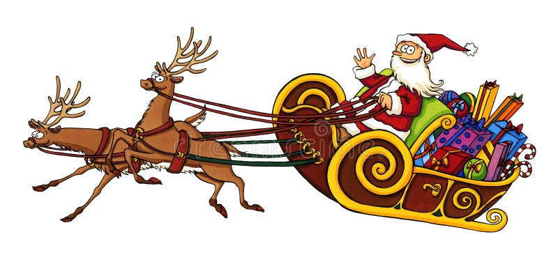 Het berijden van de Kerstman in een ar vector illustratie Het berijden van de Kerstman in een ar vector illustratie