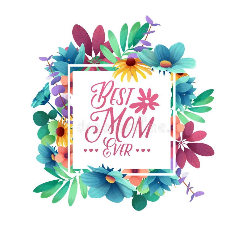 Het Beste mamma van de malplaatje designt banner ooit Vierkante affiche voor de gelukkige vakantie van de moeder` s dag met bloem stock illustratie Het Beste mamma van de malplaatje designt banner ooit Vierkante affiche voor de gelukkige vakantie van de moeder` s dag met bloem stock illustratie