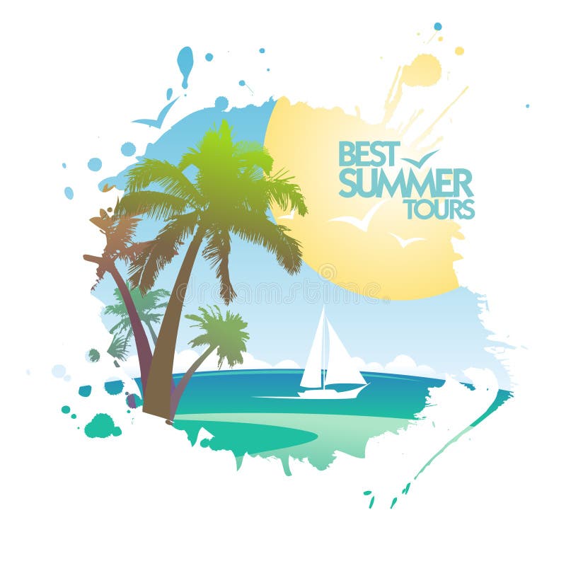 Het beste ontwerp van de zomerreizen in vorm van vlek. stock illustratie Het beste ontwerp van de zomerreizen in vorm van vlek. stock illustratie
