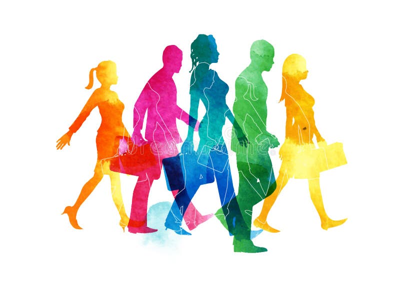Het bezige mensen lopen royalty-vrije illustratie Het bezige mensen lopen royalty-vrije illustratie