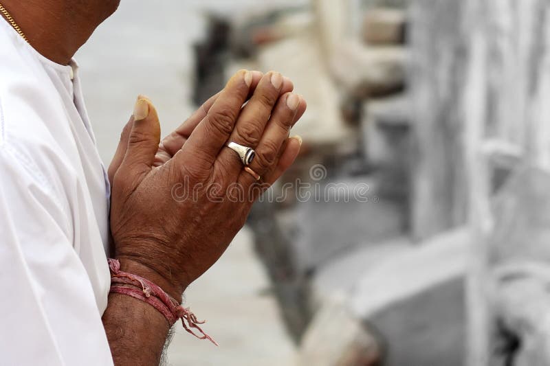 Praying hands of an old Indian man. Praying hands of an old Indian man.