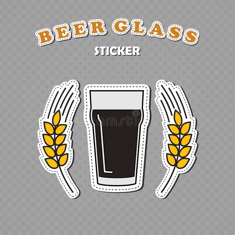 Het bierglas van de Nonicpint en twee stickers van tarwearen vector illustratie Het bierglas van de Nonicpint en twee stickers van tarwearen vector illustratie