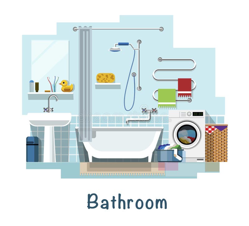 Het binnenland van de badkamers vector illustratie Het binnenland van de badkamers vector illustratie
