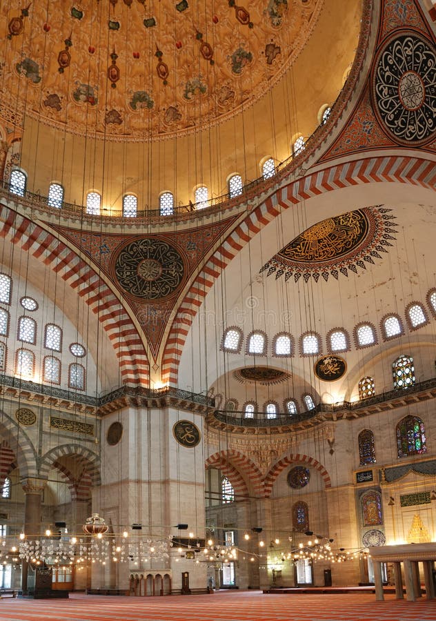 Suleimanie mosque interior, Istanbul, Turkey. Suleimanie mosque interior, Istanbul, Turkey