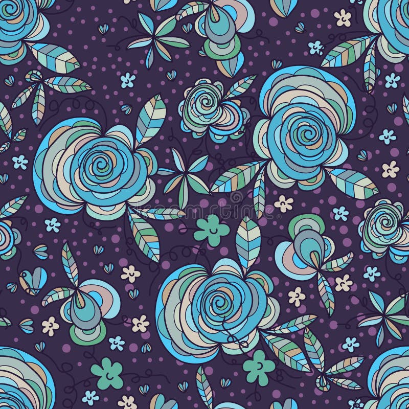Het blad purper naadloos patroon van de bloemwerveling royalty-vrije illustratie Het blad purper naadloos patroon van de bloemwerveling royalty-vrije illustratie
