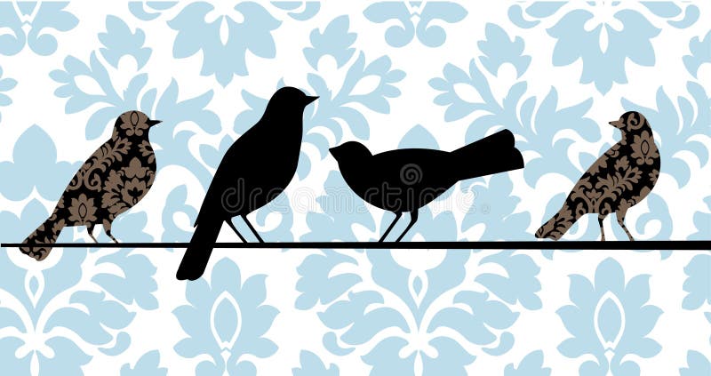 Het Blauw van de Vogels van het damast royalty-vrije illustratie Het Blauw van de Vogels van het damast royalty-vrije illustratie