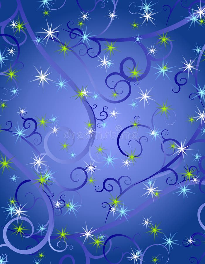 A backround pattern featuring a colorful arrangement of swirls and stars in primarily blue, gold and green gradient colors. A backround pattern featuring a colorful arrangement of swirls and stars in primarily blue, gold and green gradient colors