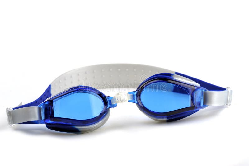 Het blauw zwemt beschermende brillen stock foto Het blauw zwemt beschermende brillen stock foto