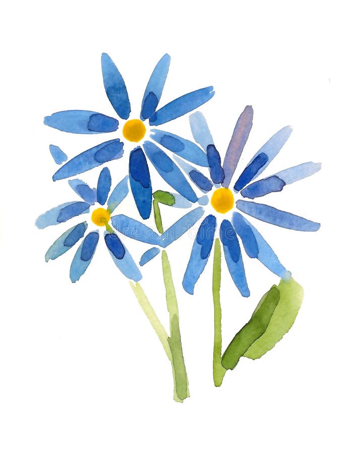 Het Blauwe Bloemen Stock Illustration of borstel: 19537807