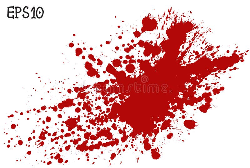 Het bloed ploetert, vectorillustratie Rode plons op witte achtergrond