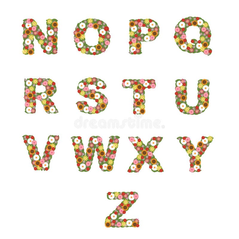 Het bloemen alfabet [N - Z] plaatste