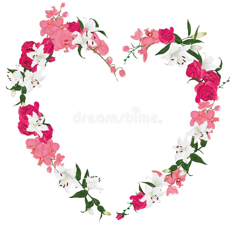 Het bloemen vectorkader van het ornamenthart vector illustratie Het bloemen vectorkader van het ornamenthart vector illustratie