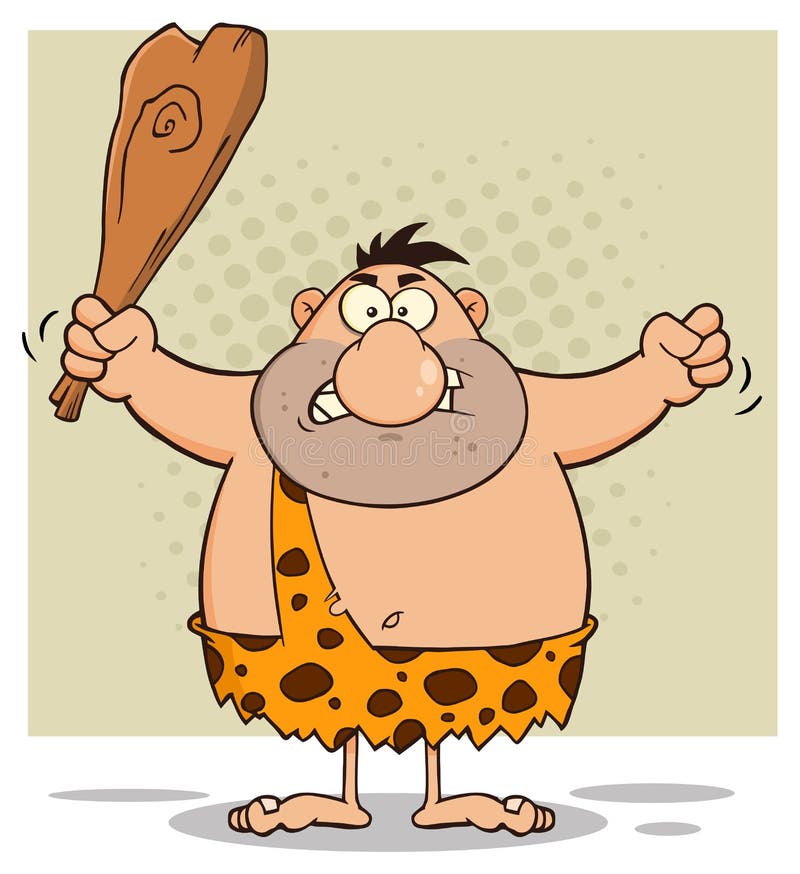 Het boze Karakter die van het Holbewonerbeeldverhaal een Club houden vector illustratie Het boze Karakter die van het Holbewonerbeeldverhaal een Club houden vector illustratie