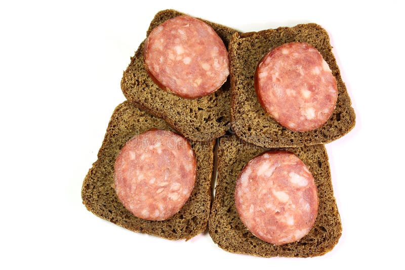 Het Brood Van Sandwiches Met Worst Stock Afbeelding Image of rogge