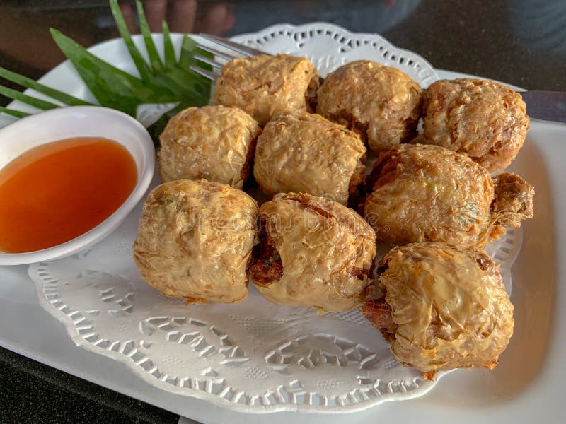 Het broodje van het krabvlees Hoi Jo Thailand Food stock fotografie Het broodje van het krabvlees Hoi Jo Thailand Food stock fotografie