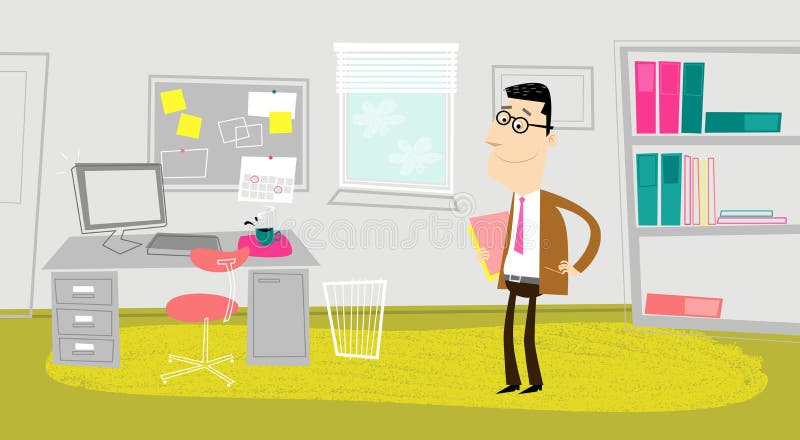 In het bureau royalty-vrije illustratie In het bureau royalty-vrije illustratie