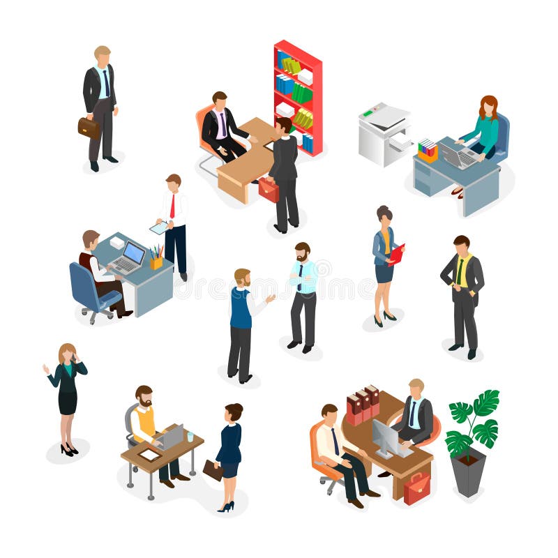 Het bureaupersoneel op het werk stock illustratie Het bureaupersoneel op het werk stock illustratie