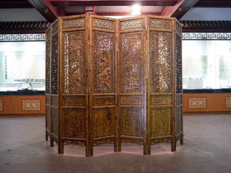 Het Chinees vouwend scherm stock afbeelding Het Chinees vouwend scherm stock afbeelding