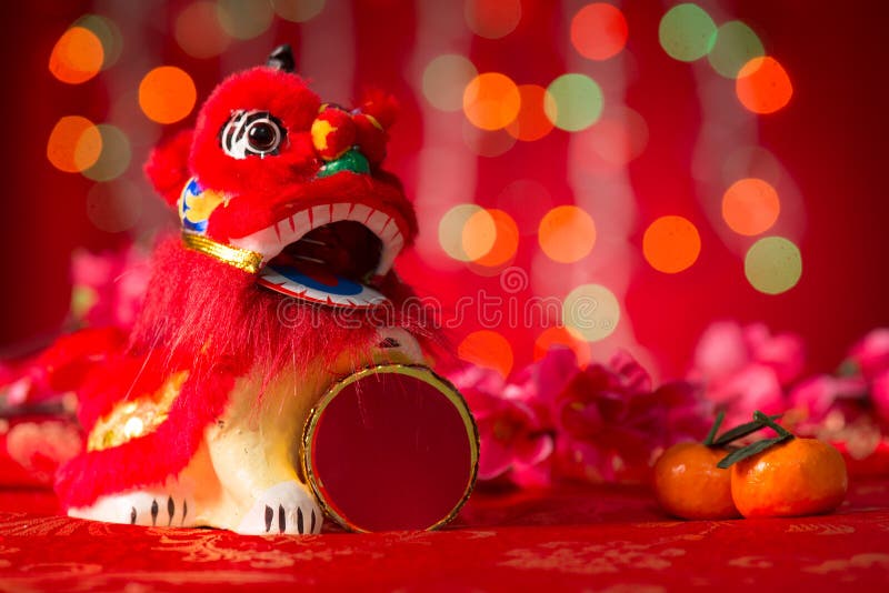Het Chinese Nieuwjaar heeft miniatuur het dansen leeuw bezwaar royalty-vrije stock afbeelding Het Chinese Nieuwjaar heeft miniatuur het dansen leeuw bezwaar royalty-vrije stock afbeelding