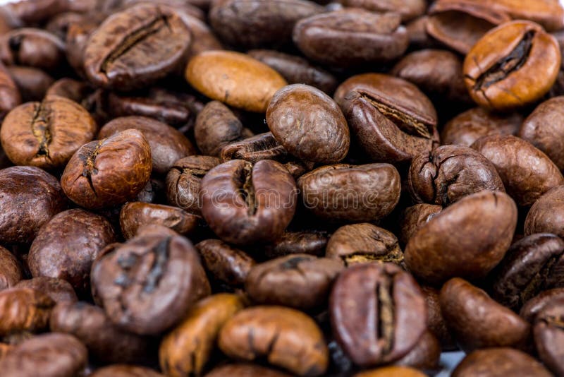 Het close-up van koffiebonen royalty-vrije stock foto's