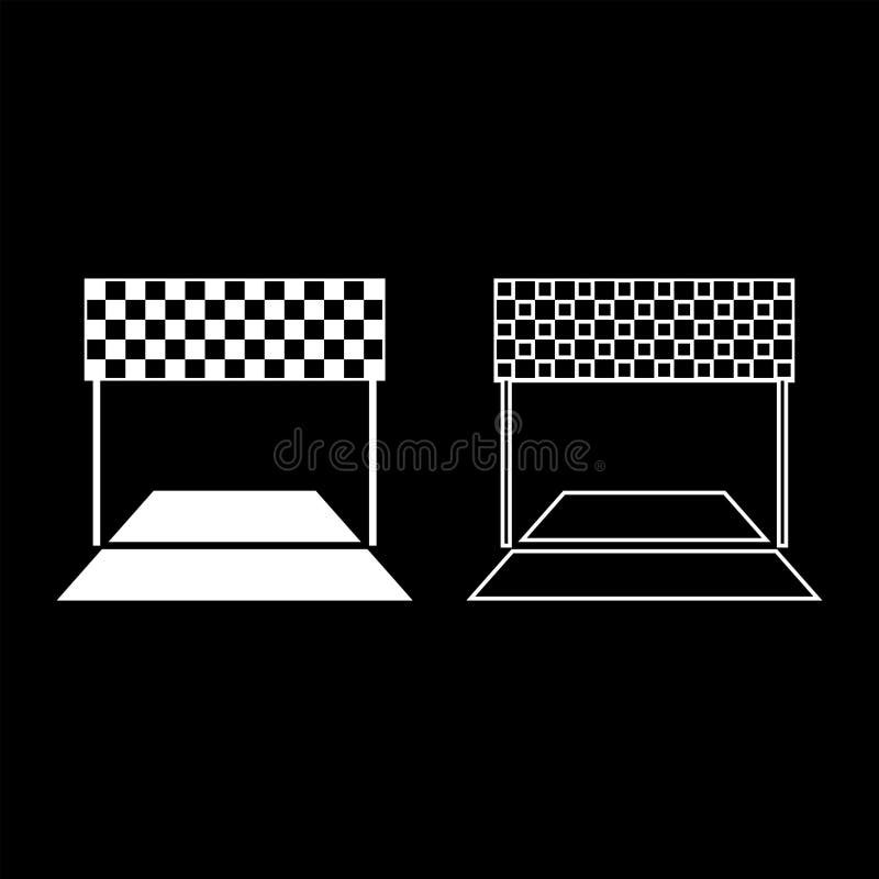 Het concept Marafon line racing van het panorama wegpictogram van de afwerking eindigt overzicht vastgestelde witte kleurenvector royalty-vrije illustratie Het concept Marafon line racing van het panorama wegpictogram van de afwerking eindigt overzicht vastgestelde witte kleurenvector royalty-vrije illustratie