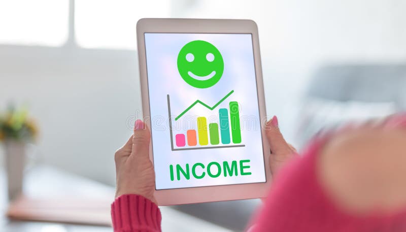 Het concept van de inkomensgroei op een tablet royalty-vrije stock afbeelding Het concept van de inkomensgroei op een tablet royalty-vrije stock afbeelding