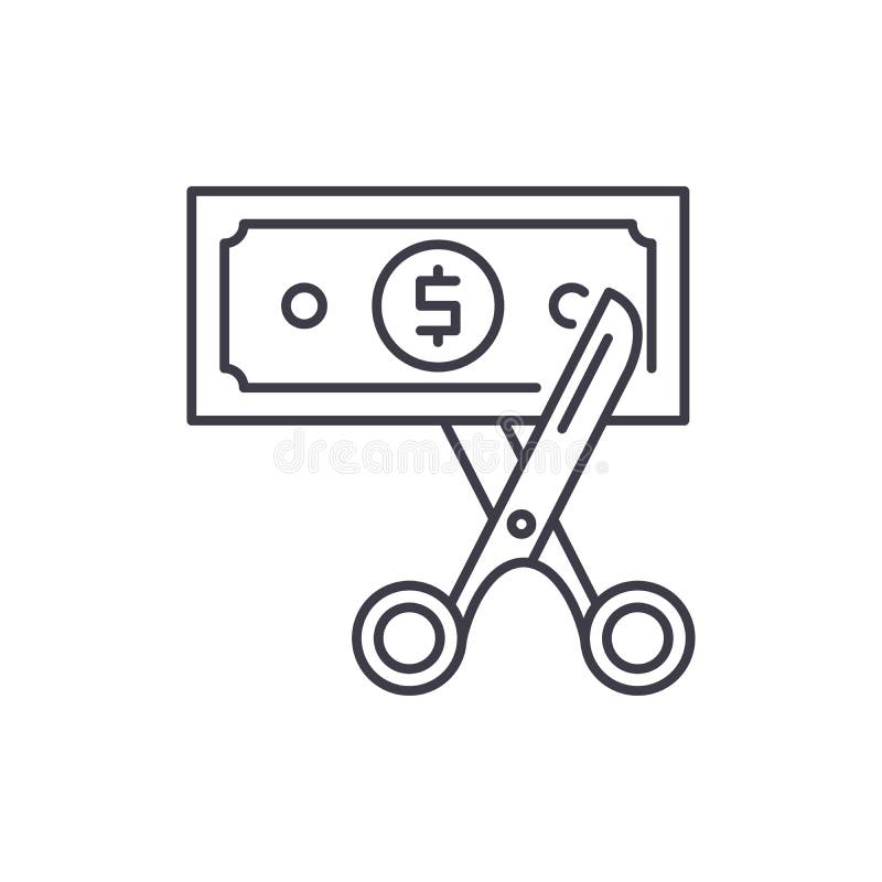 Het concept van het de lijnpictogram van de kostenoptimalisering De vector lineaire illustratie van de kostenoptimalisering, symb stock illustratie Het concept van het de lijnpictogram van de kostenoptimalisering De vector lineaire illustratie van de kostenoptimalisering, symb stock illustratie
