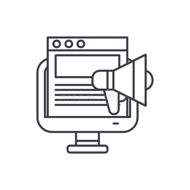 Het concept van het de lijnpictogram van de marketingcampagne De vector lineaire illustratie van de marketingcampagne, symbool, t stock illustratie Het concept van het de lijnpictogram van de marketingcampagne De vector lineaire illustratie van de marketingcampagne, symbool, t stock illustratie