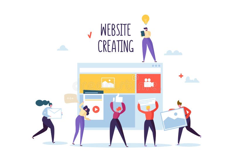 Het concept van de websiteontwikkeling Vlakke Mensenkarakters Team Work Creating Web Page GebruikersinterfaceMobiele Toepassing royalty-vrije illustratie Het concept van de websiteontwikkeling Vlakke Mensenkarakters Team Work Creating Web Page GebruikersinterfaceMobiele Toepassing royalty-vrije illustratie