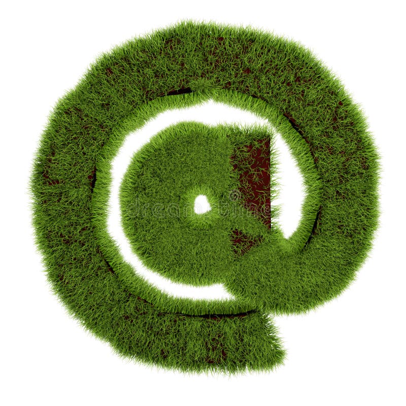 Het concept van het e-mailsymbool bedekte gras op witte achtergrond - 3D illustratie vector illustratie Het concept van het e-mailsymbool bedekte gras op witte achtergrond - 3D illustratie vector illustratie