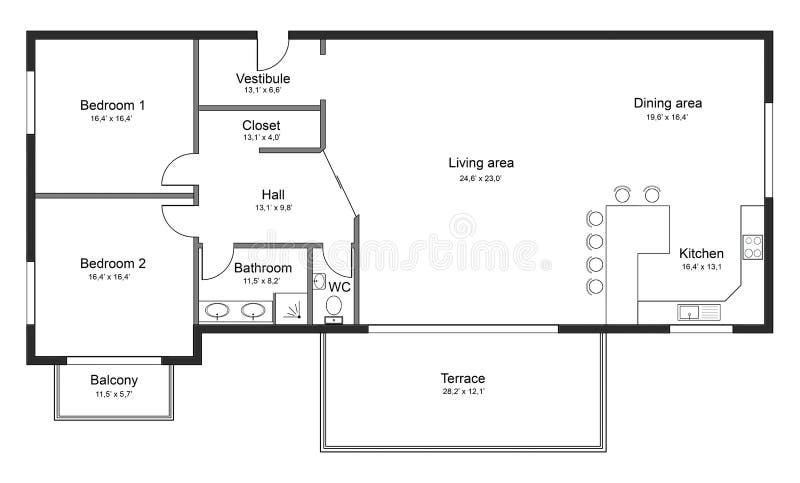 Het concept van het flatplan op witte achtergrond vector illustratie Het concept van het flatplan op witte achtergrond vector illustratie