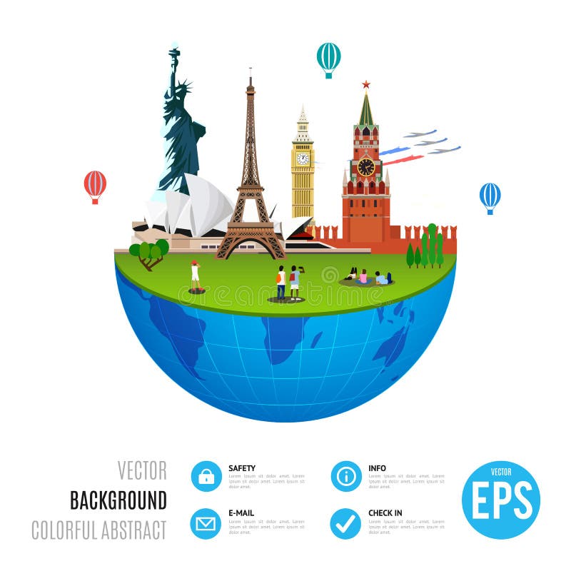 Het concept van wereldoriëntatiepunten op witte achtergrond Vectorillustratie voor reisontwerp vector illustratie Het concept van wereldoriëntatiepunten op witte achtergrond Vectorillustratie voor reisontwerp vector illustratie