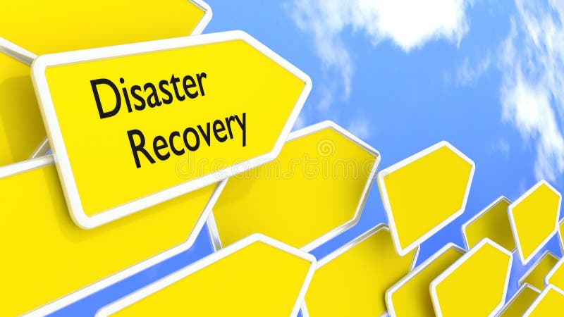 Het conceptenpijlen van de rampenterugwinning voor blauwe hemel stock illustratie