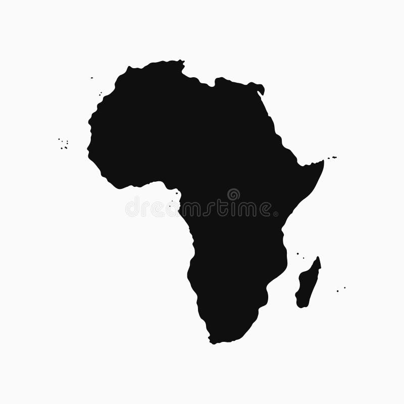 Het Continent van Afrika - kaart Zwart-wit vorm Vector