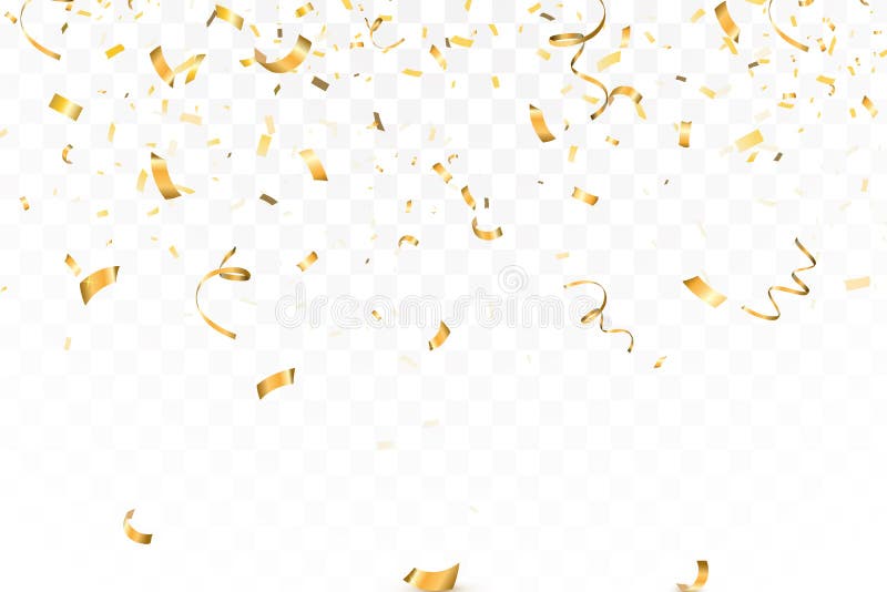 Het dalende heldere Goud schittert confettienviering, kronkelig geïsoleerd op transparante achtergrond Nieuw jaar, verjaardag Het dalende heldere Goud schittert confettienviering, kronkelig geïsoleerd op transparante achtergrond Nieuw jaar, verjaardag