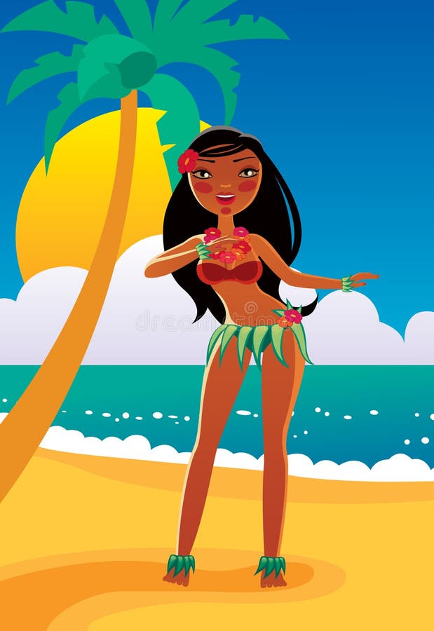 Meisje dat hula danst stock illustratie