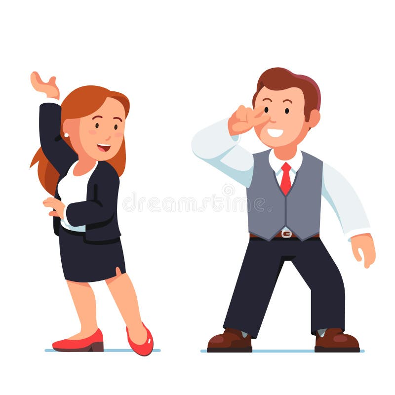 Het dansende bedrijfsmensenman en van de vrouw flirten stock illustratie Het dansende bedrijfsmensenman en van de vrouw flirten stock illustratie