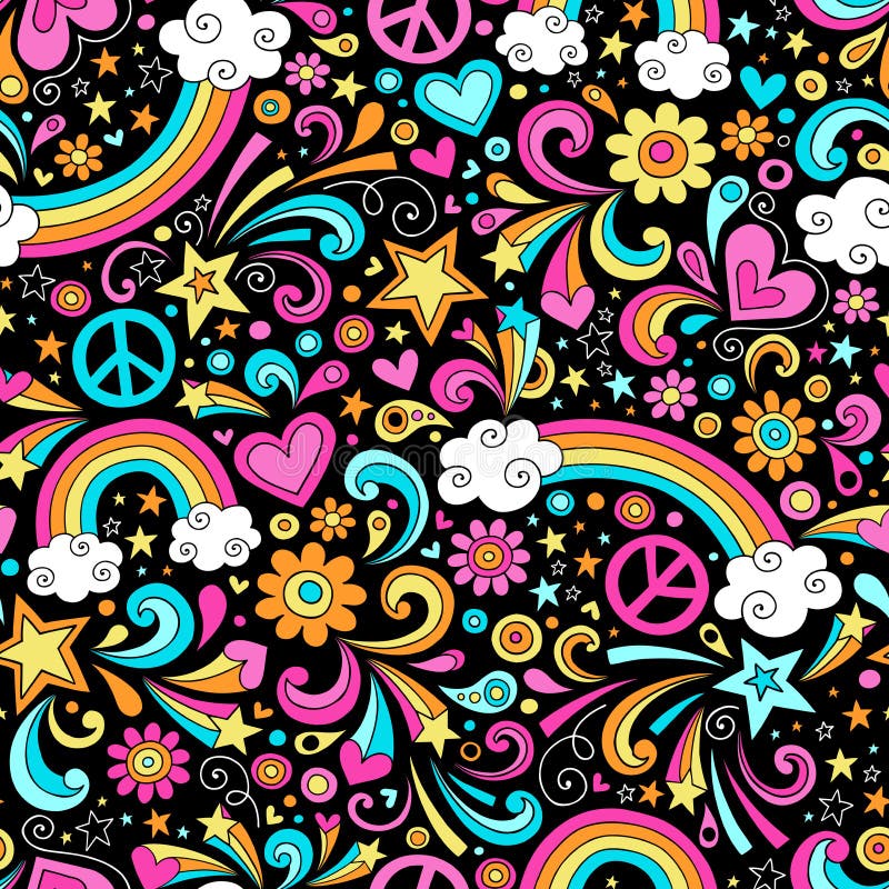 Het de naadloze Hip Vrede van de Regenboog en Patroon Vec van de Liefde royalty-vrije illustratie Het de naadloze Hip Vrede van de Regenboog en Patroon Vec van de Liefde royalty-vrije illustratie