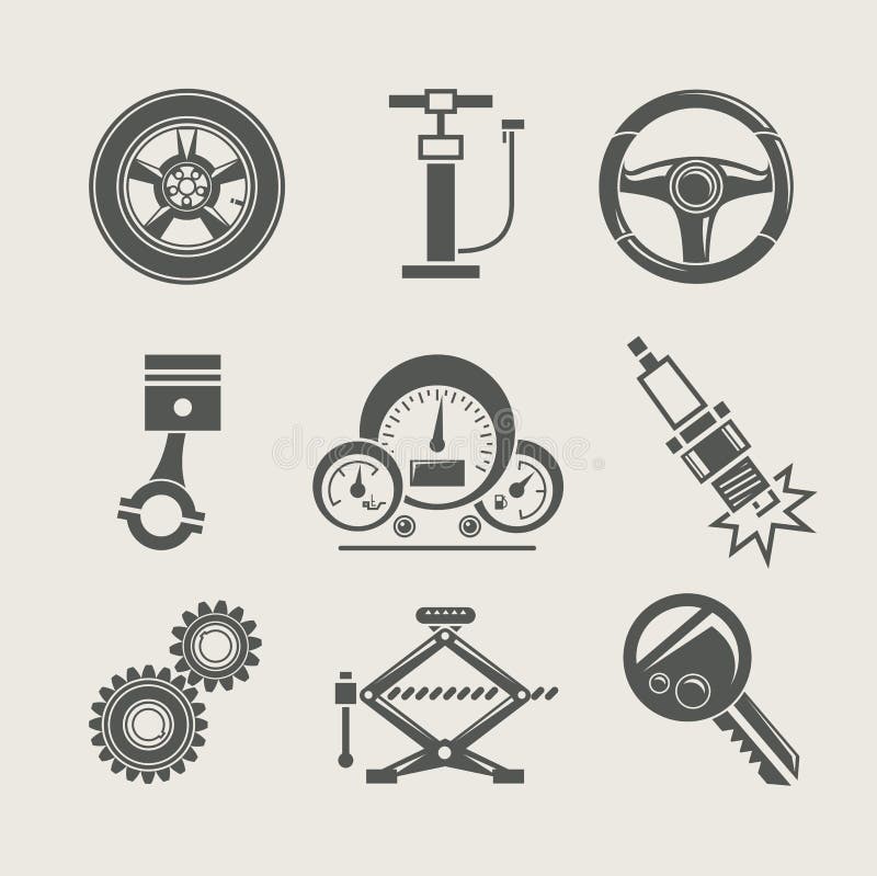 Het deelreeks van de auto van reparatiepictogram vector illustratie Het deelreeks van de auto van reparatiepictogram vector illustratie