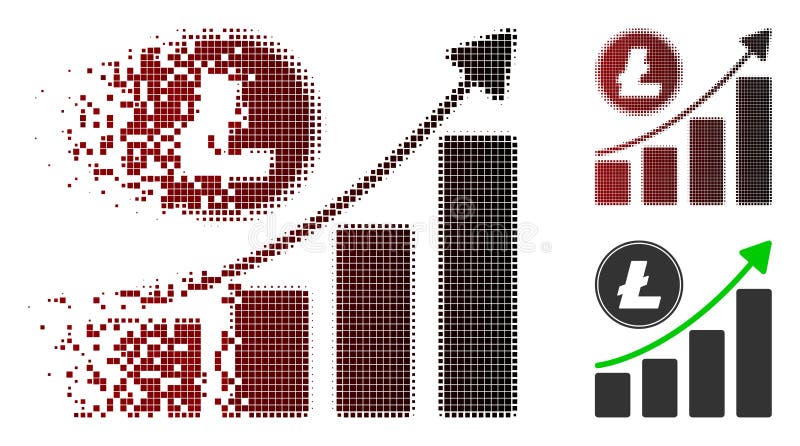 Het desintegreren stippelde Halftone Litecoin-het Groeien Pictogram van de Grafiektendens vector illustratie Het desintegreren stippelde Halftone Litecoin-het Groeien Pictogram van de Grafiektendens vector illustratie