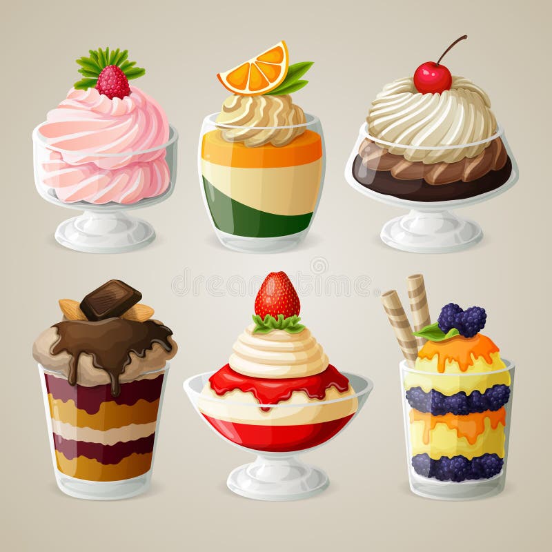 Het dessertreeks van het snoepjesroomijs stock illustratie Het dessertreeks van het snoepjesroomijs stock illustratie