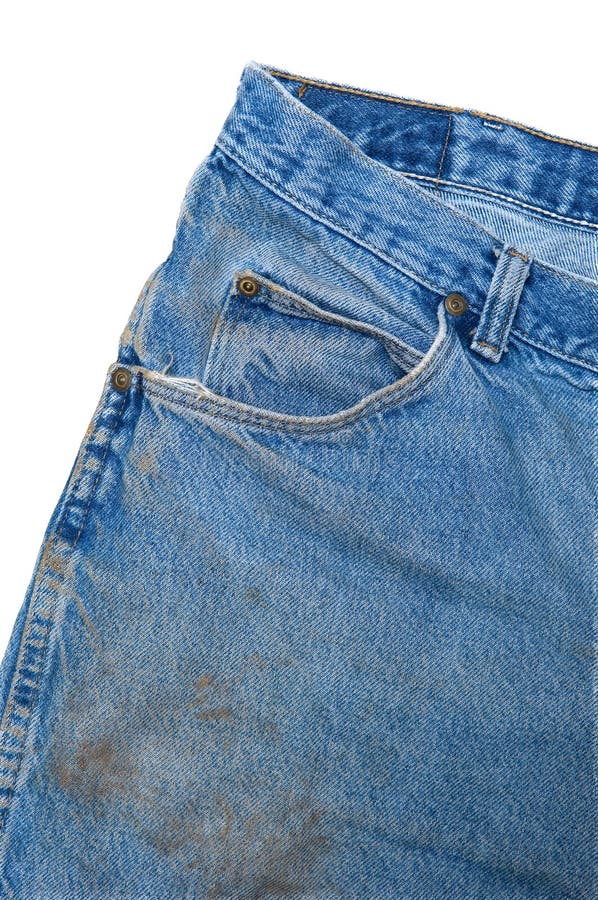 Dirty pair of blue jeans after a day or work outdoors. Dirty pair of blue jeans after a day or work outdoors