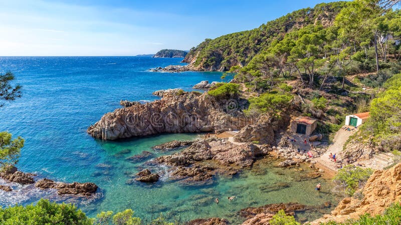 Het detail van Nice van Costa Brava kust in Spanje, La Fosca stock foto