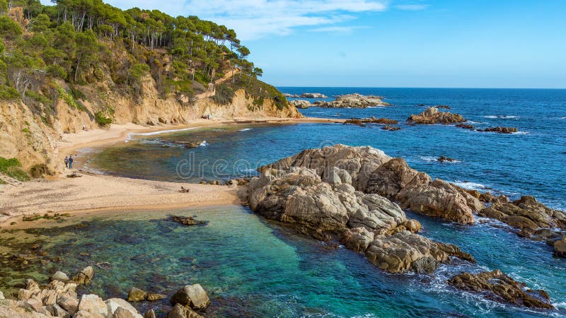 Mooi detail van de Costa Brava kustlijn in Spanje, La Fosca stock foto